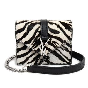 Saint Laurent Paris Mini Chain Shoulder Bag Zebra Harako Calfskin Leather